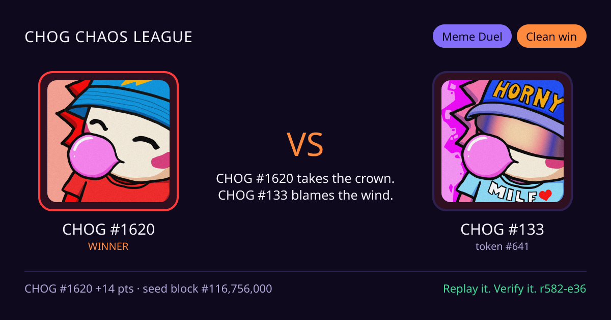 Highlight card: CHOG #1620 versus CHOG #133