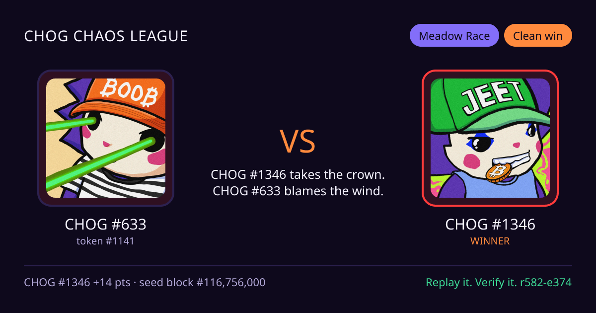 Highlight card: CHOG #633 versus CHOG #1346