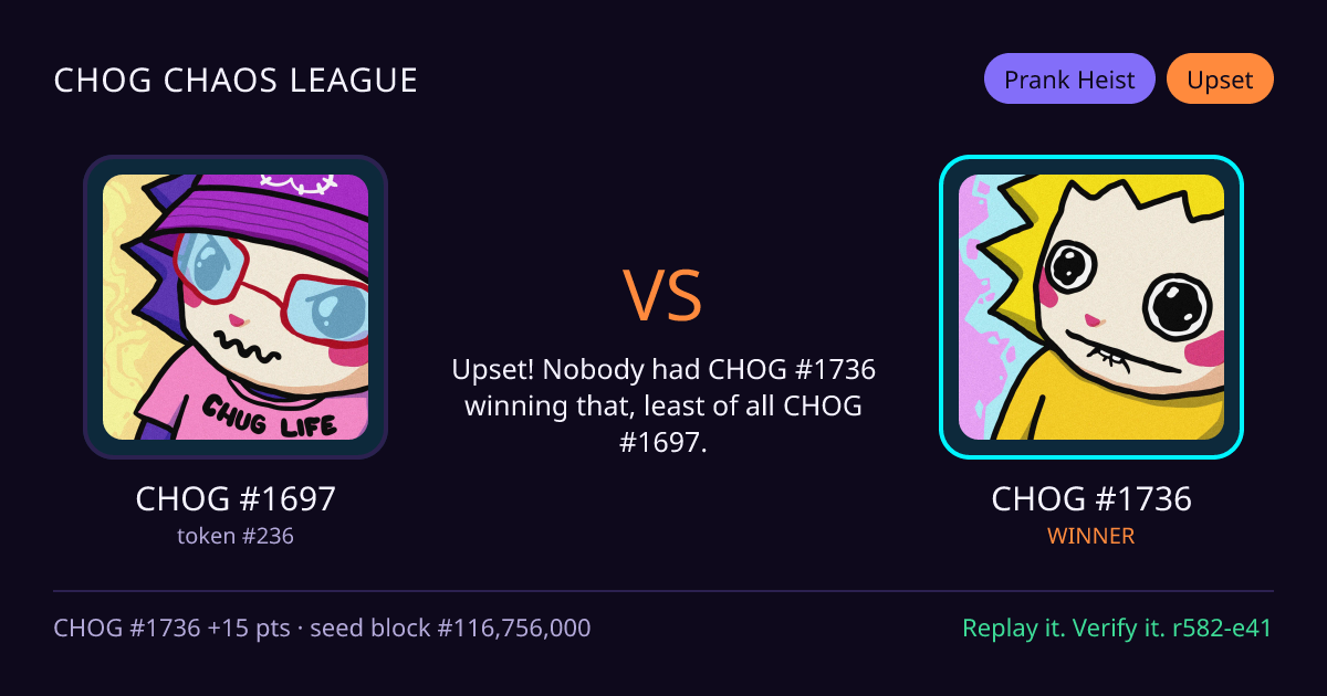 Highlight card: CHOG #1697 versus CHOG #1736