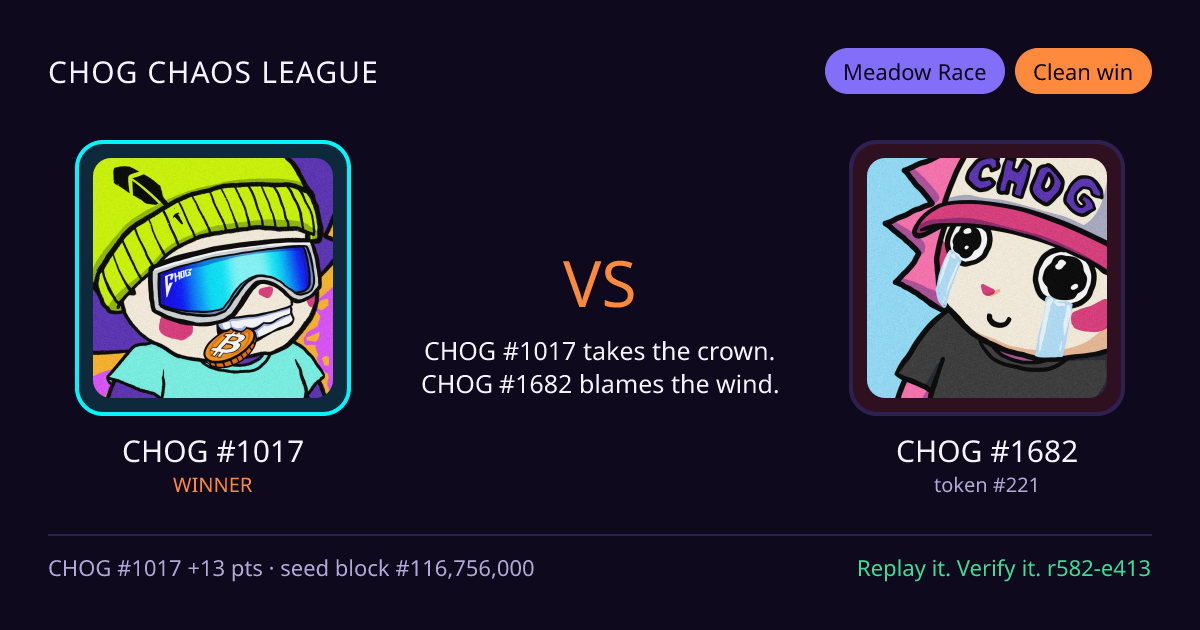 Highlight card: CHOG #1017 versus CHOG #1682