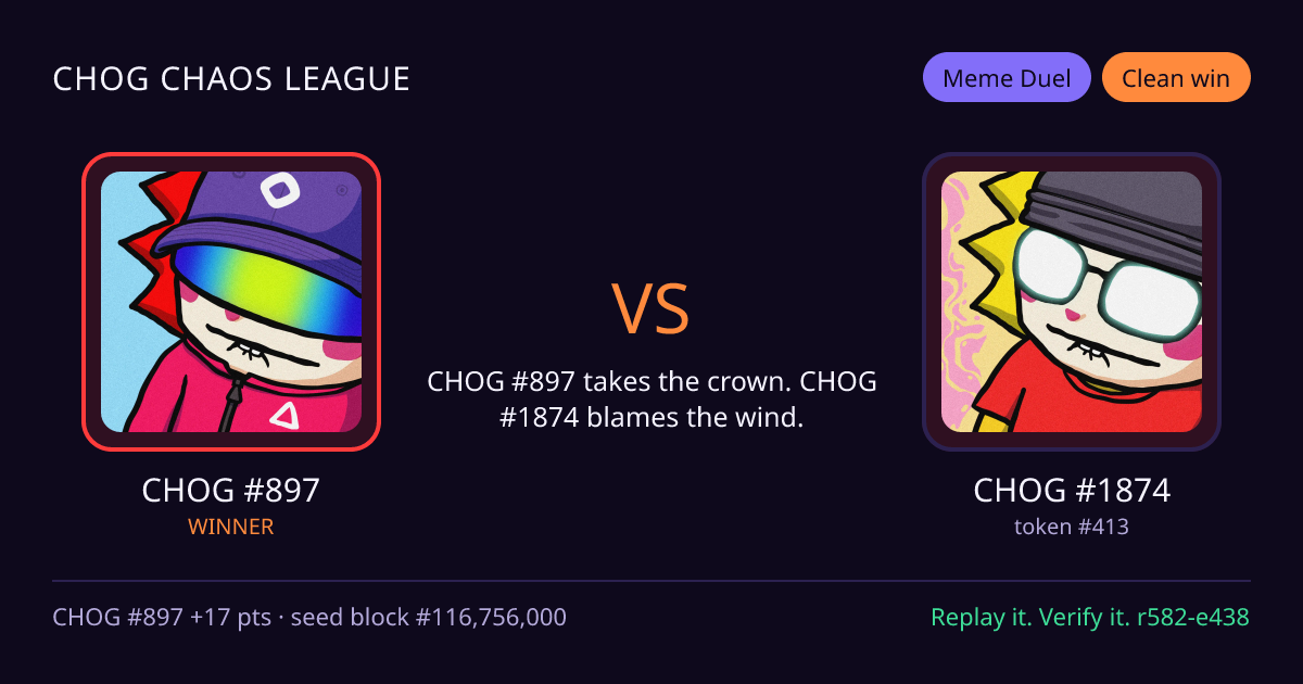 Highlight card: CHOG #897 versus CHOG #1874