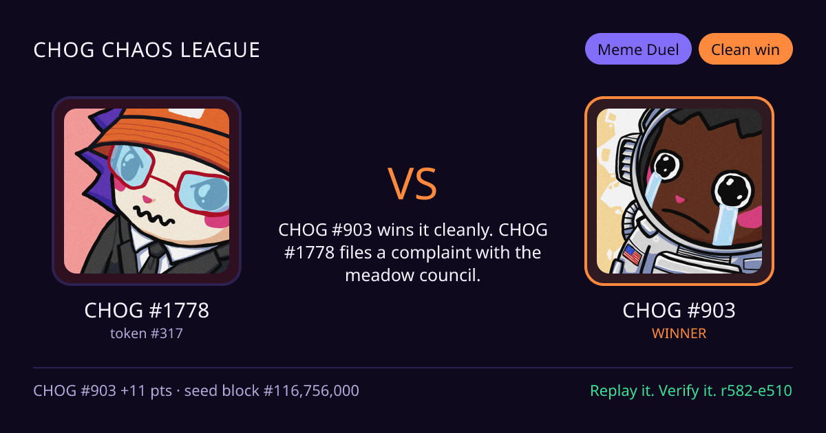 Highlight card: CHOG #1778 versus CHOG #903