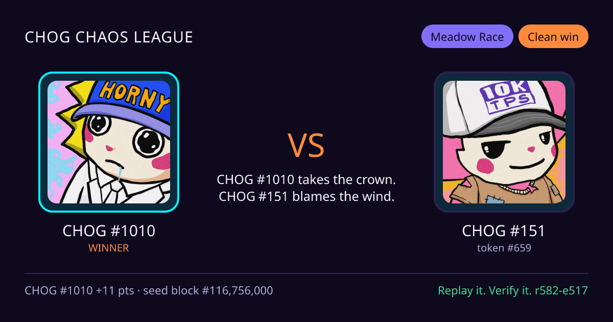 Highlight card: CHOG #1010 versus CHOG #151
