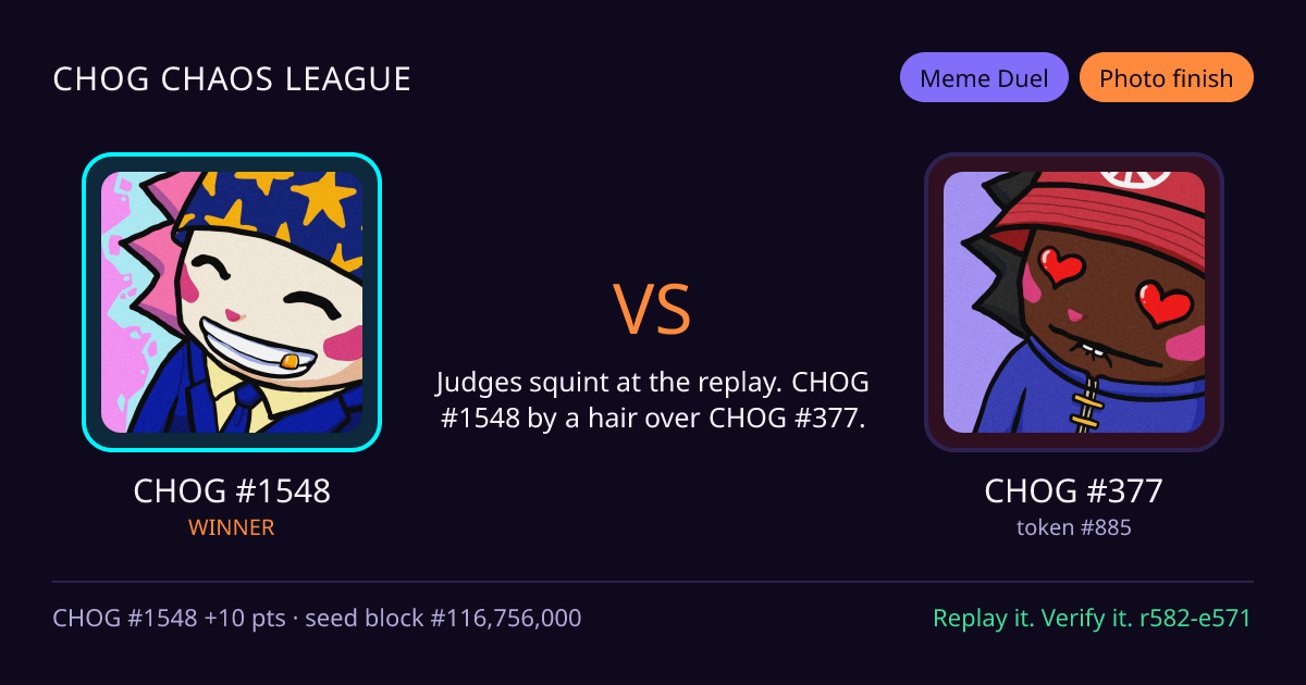Highlight card: CHOG #1548 versus CHOG #377