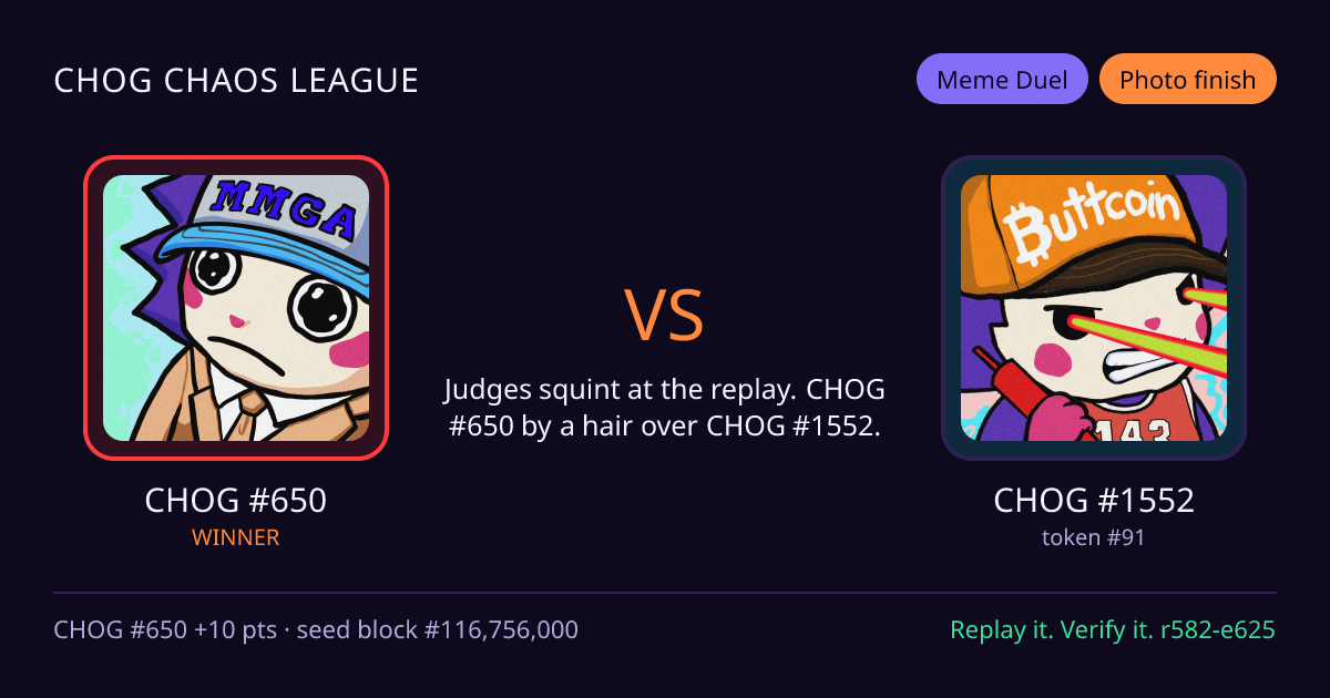 Highlight card: CHOG #650 versus CHOG #1552