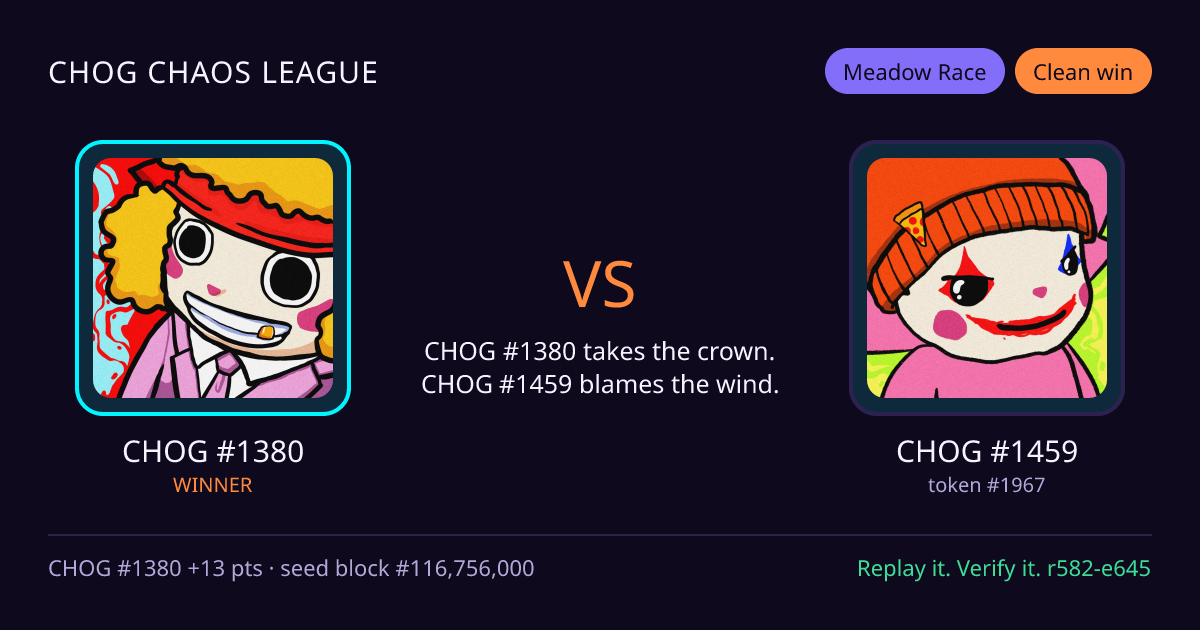 Highlight card: CHOG #1380 versus CHOG #1459