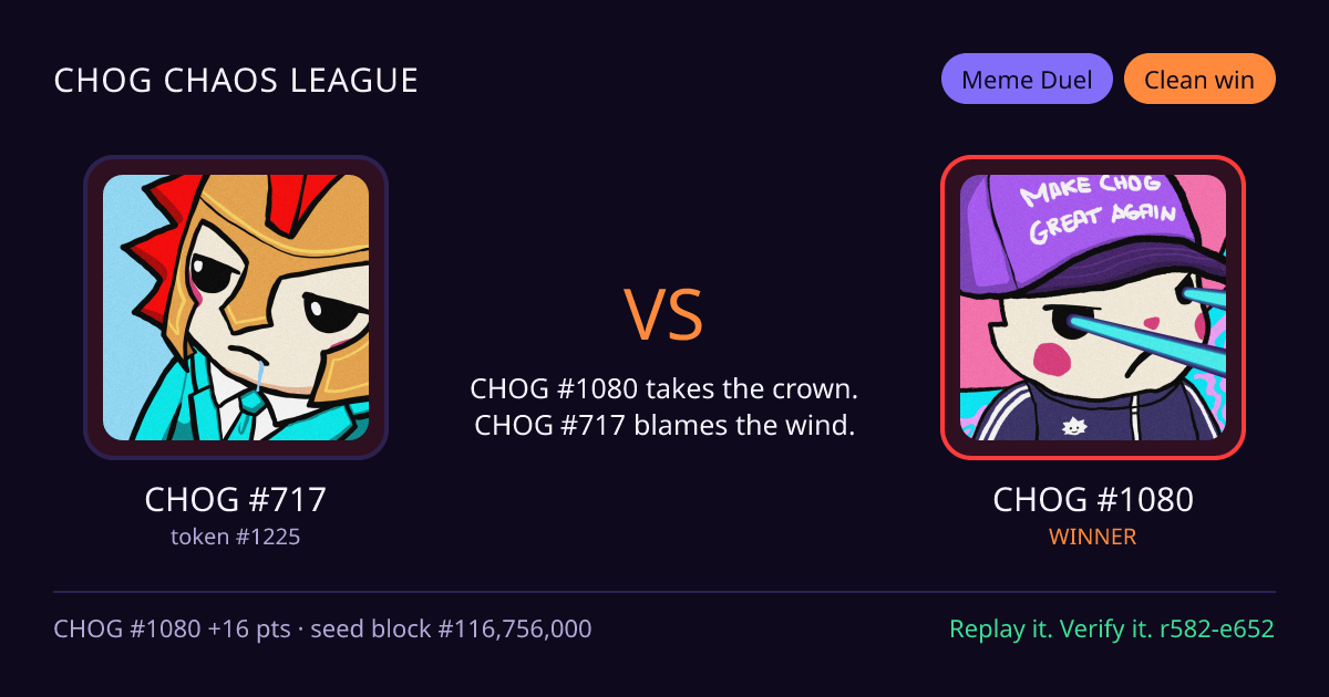 Highlight card: CHOG #717 versus CHOG #1080