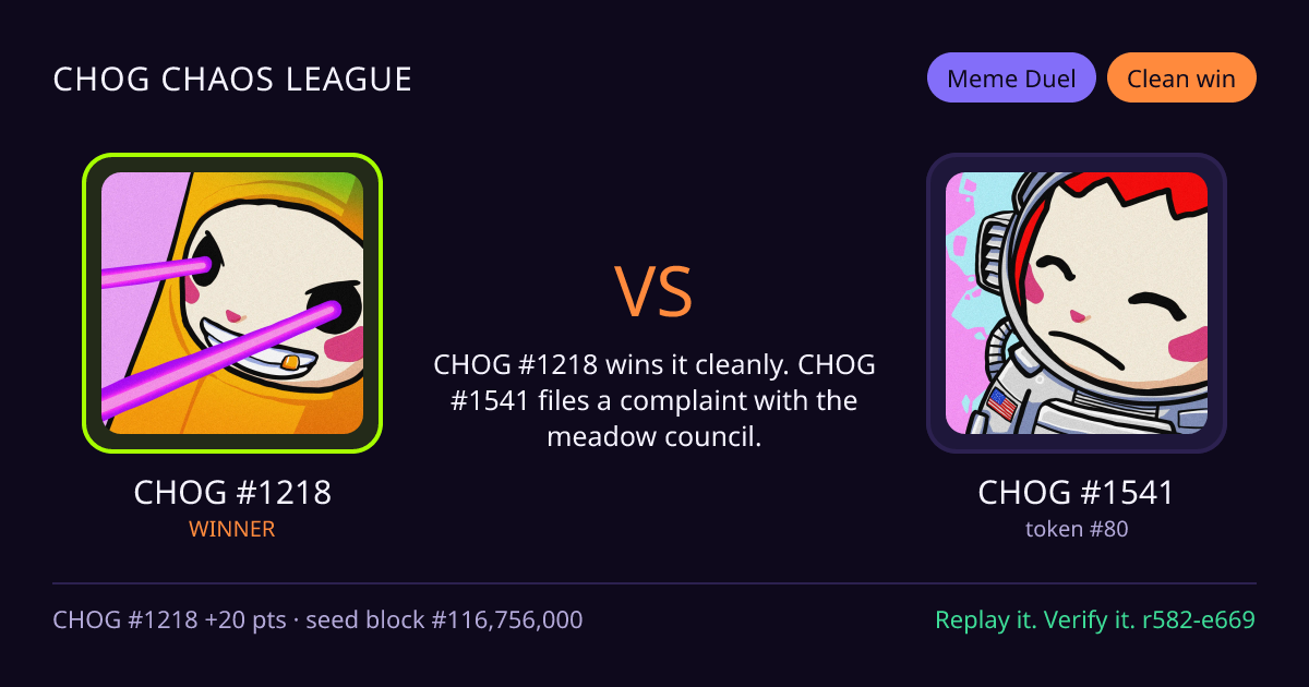 Highlight card: CHOG #1218 versus CHOG #1541