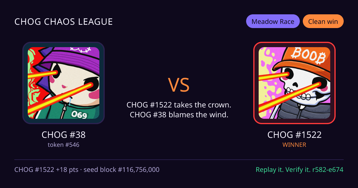 Highlight card: CHOG #38 versus CHOG #1522