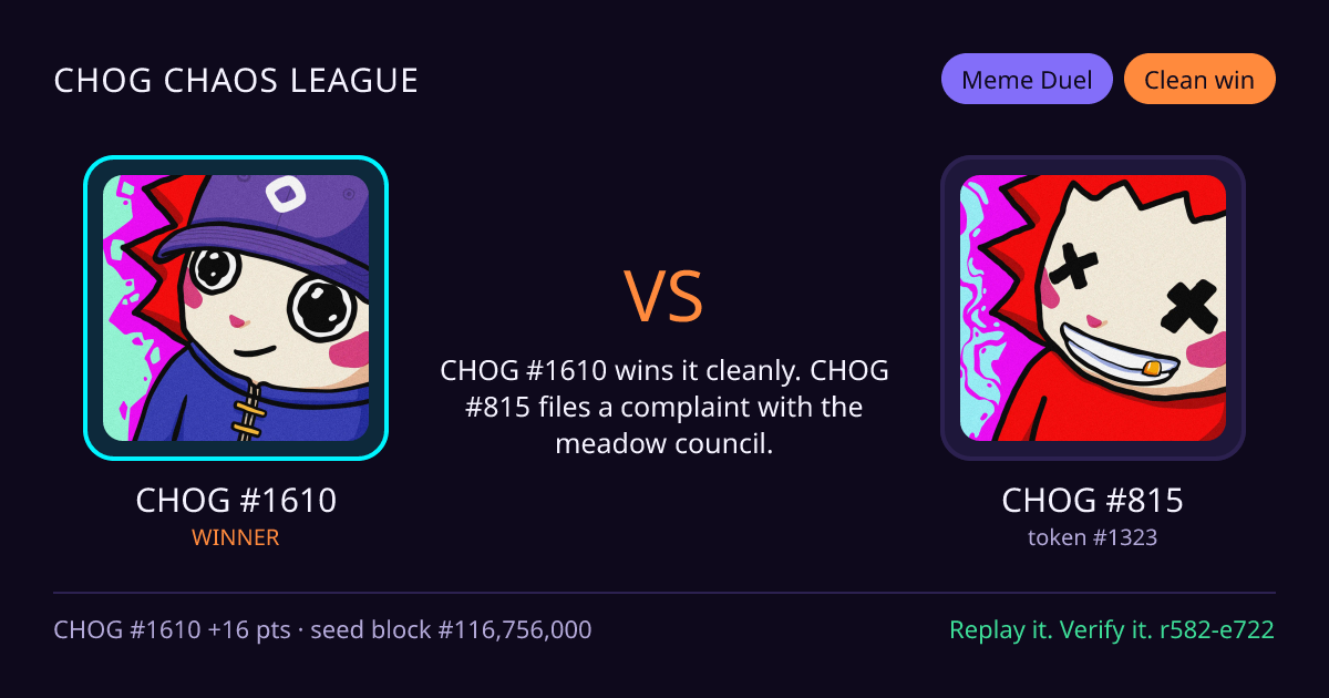 Highlight card: CHOG #1610 versus CHOG #815