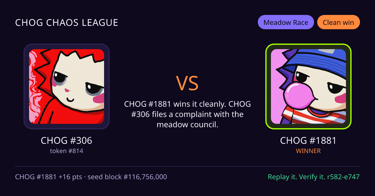 Highlight card: CHOG #306 versus CHOG #1881