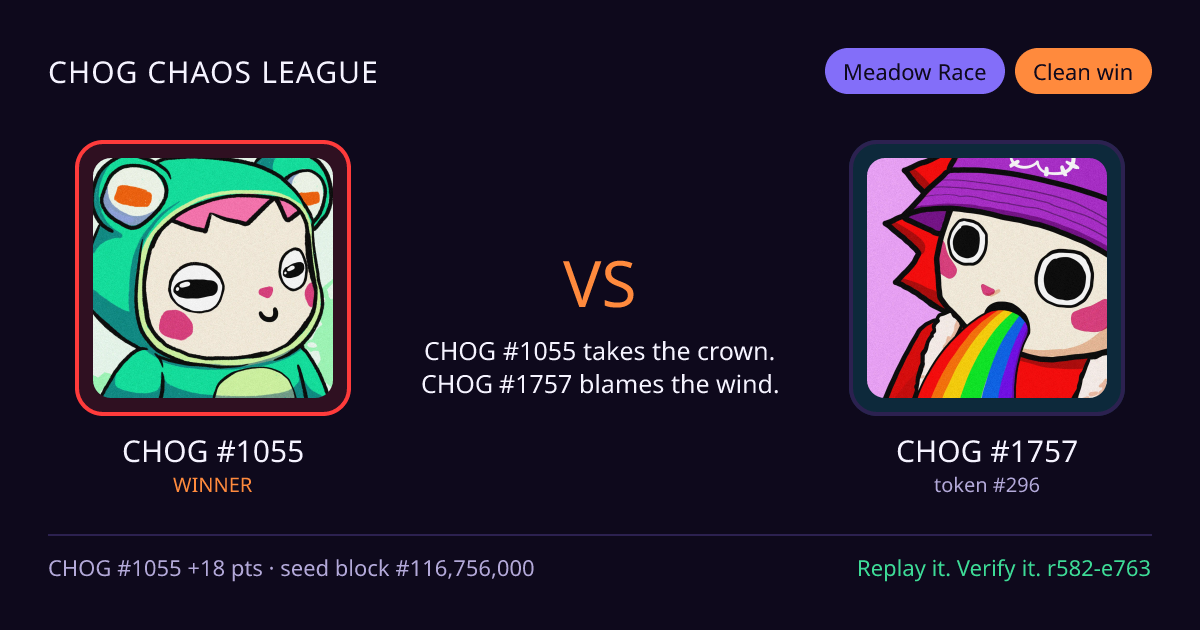 Highlight card: CHOG #1055 versus CHOG #1757