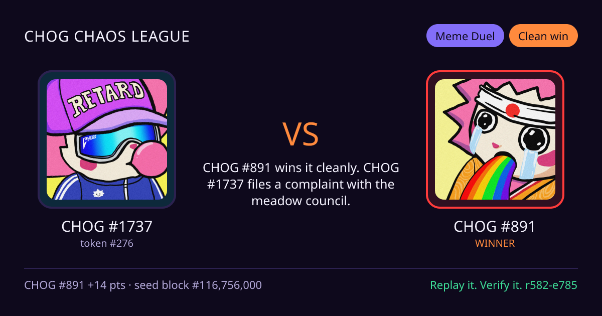 Highlight card: CHOG #1737 versus CHOG #891