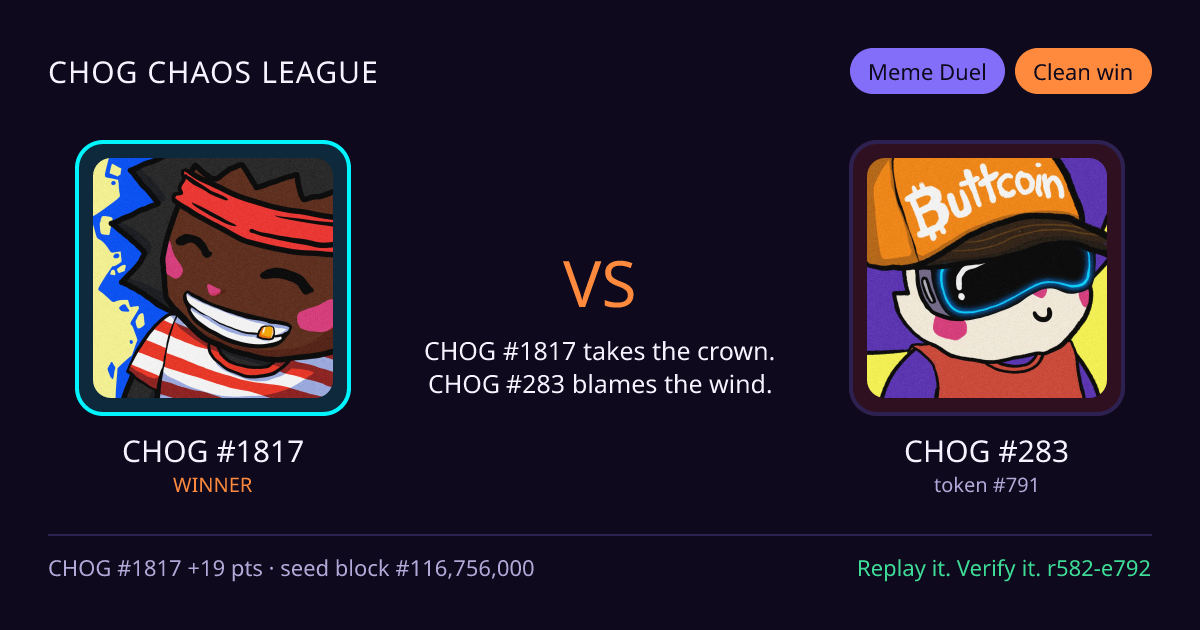 Highlight card: CHOG #1817 versus CHOG #283