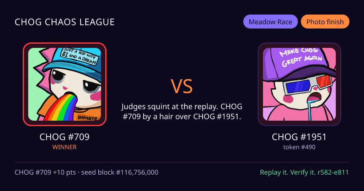 Highlight card: CHOG #709 versus CHOG #1951