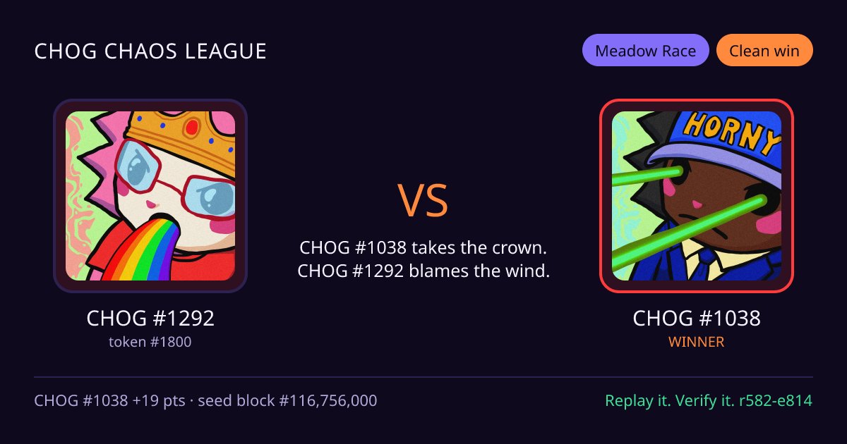Highlight card: CHOG #1292 versus CHOG #1038