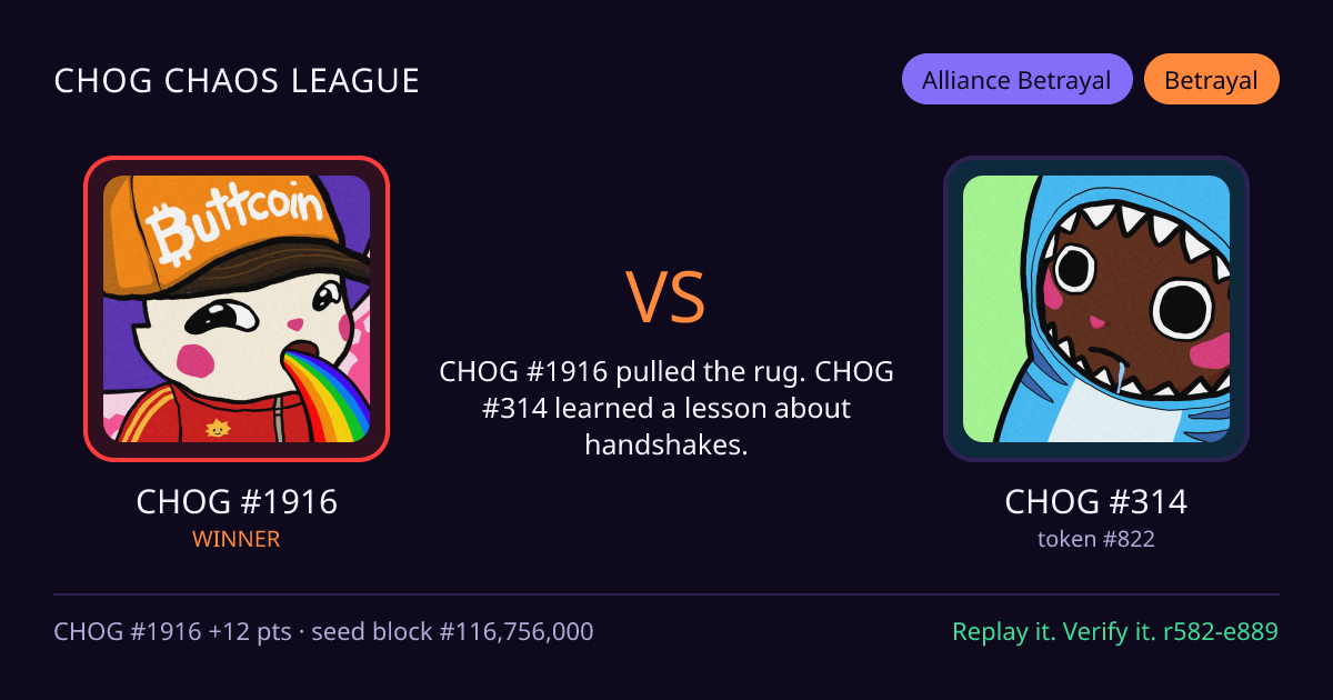Highlight card: CHOG #1916 versus CHOG #314