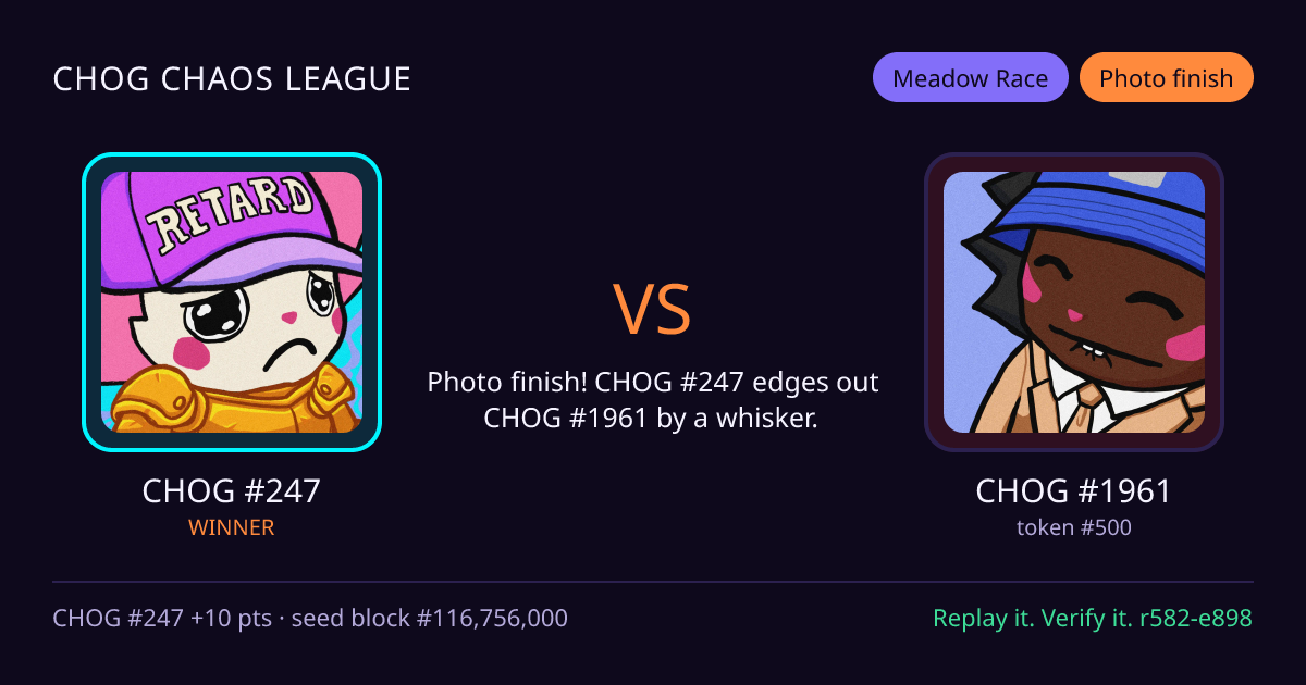 Highlight card: CHOG #247 versus CHOG #1961