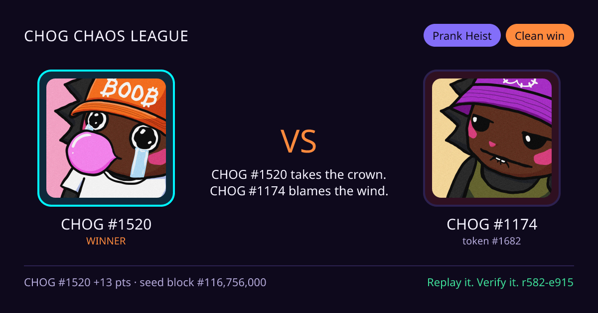 Highlight card: CHOG #1520 versus CHOG #1174