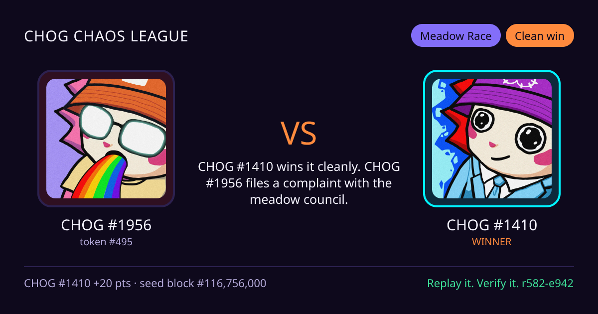 Highlight card: CHOG #1956 versus CHOG #1410