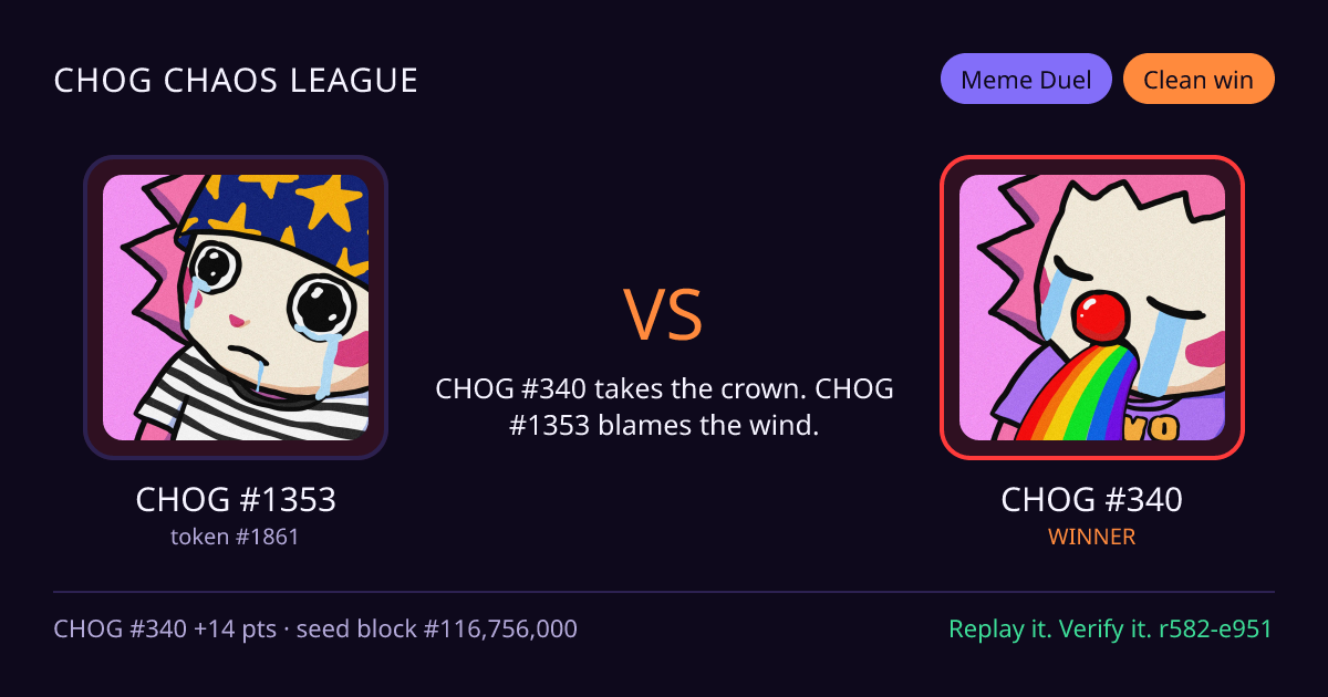 Highlight card: CHOG #1353 versus CHOG #340