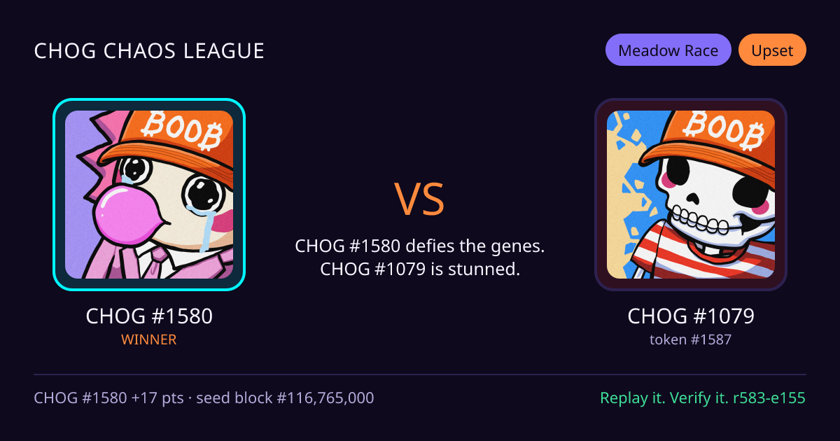 Highlight card: CHOG #1580 versus CHOG #1079