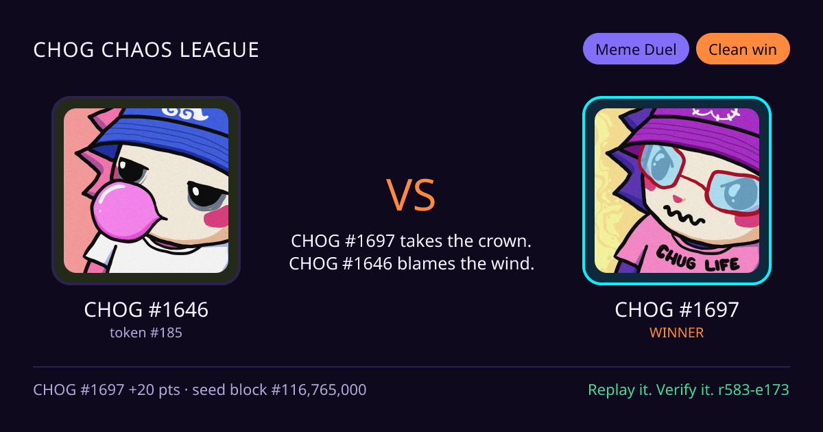 Highlight card: CHOG #1646 versus CHOG #1697