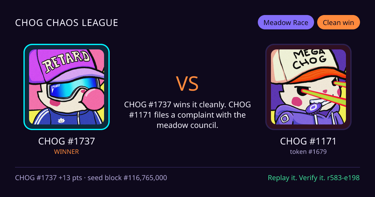Highlight card: CHOG #1737 versus CHOG #1171