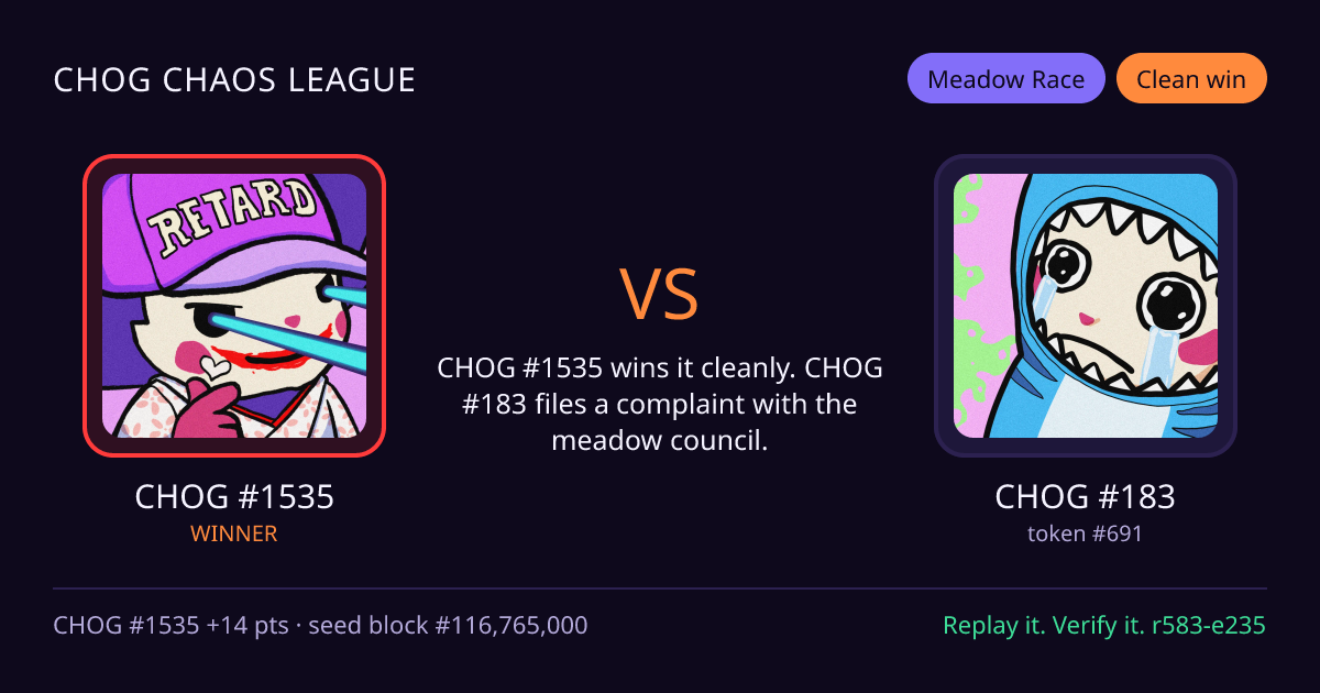 Highlight card: CHOG #1535 versus CHOG #183