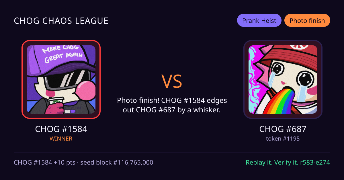 Highlight card: CHOG #1584 versus CHOG #687
