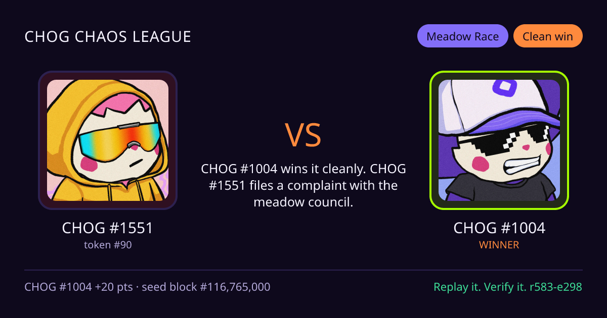 Highlight card: CHOG #1551 versus CHOG #1004
