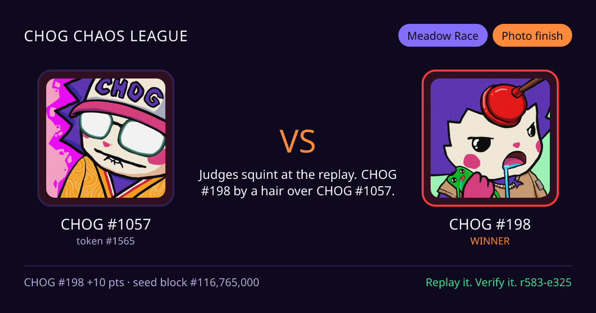 Highlight card: CHOG #1057 versus CHOG #198