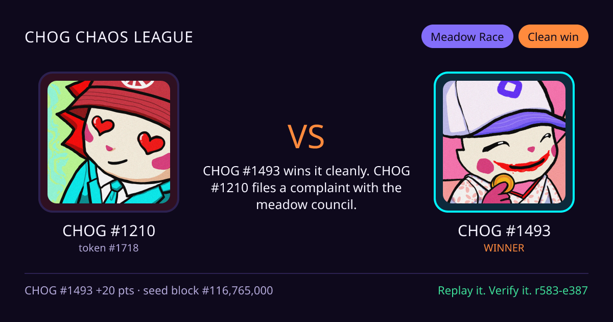 Highlight card: CHOG #1210 versus CHOG #1493