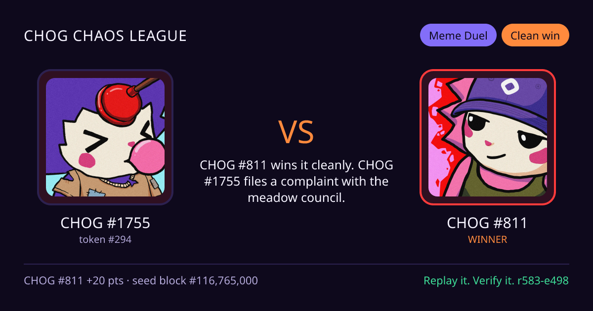 Highlight card: CHOG #1755 versus CHOG #811