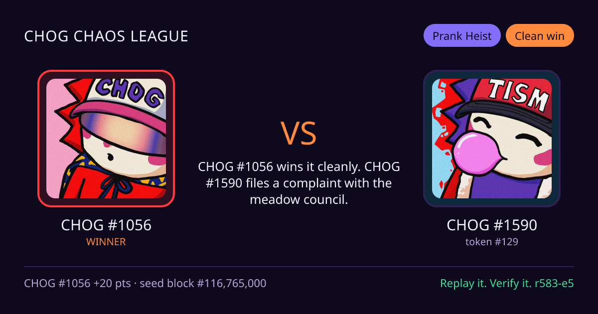 Highlight card: CHOG #1056 versus CHOG #1590