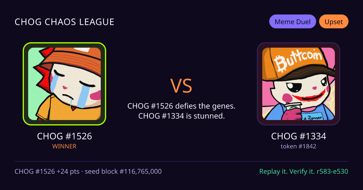 Highlight card: CHOG #1526 versus CHOG #1334