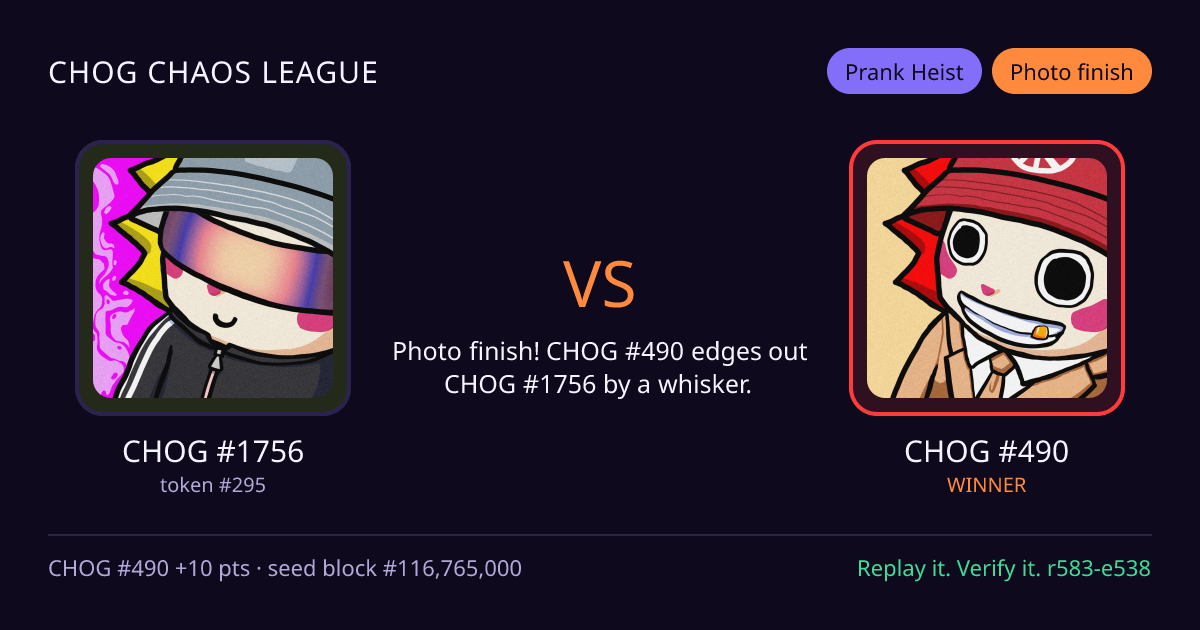 Highlight card: CHOG #1756 versus CHOG #490