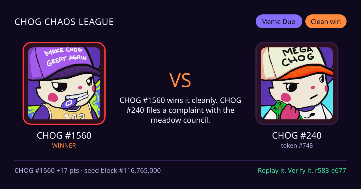 Highlight card: CHOG #1560 versus CHOG #240