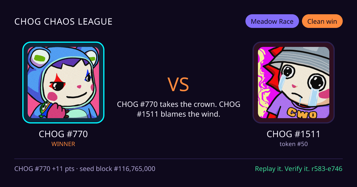 Highlight card: CHOG #770 versus CHOG #1511