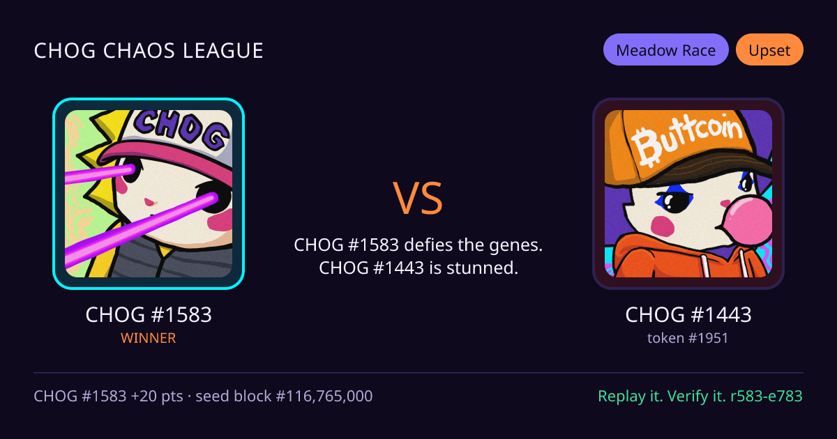 Highlight card: CHOG #1583 versus CHOG #1443