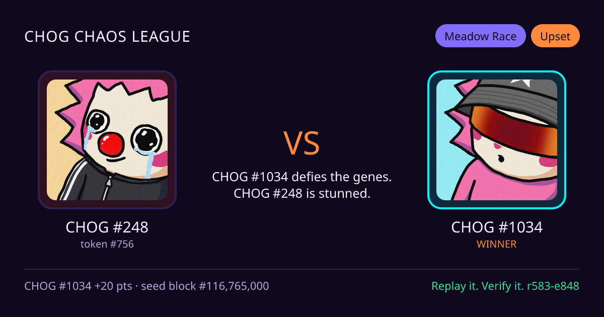 Highlight card: CHOG #248 versus CHOG #1034