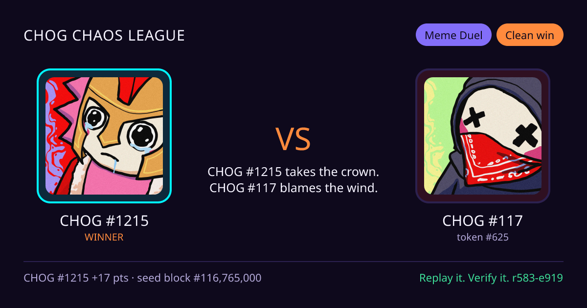 Highlight card: CHOG #1215 versus CHOG #117