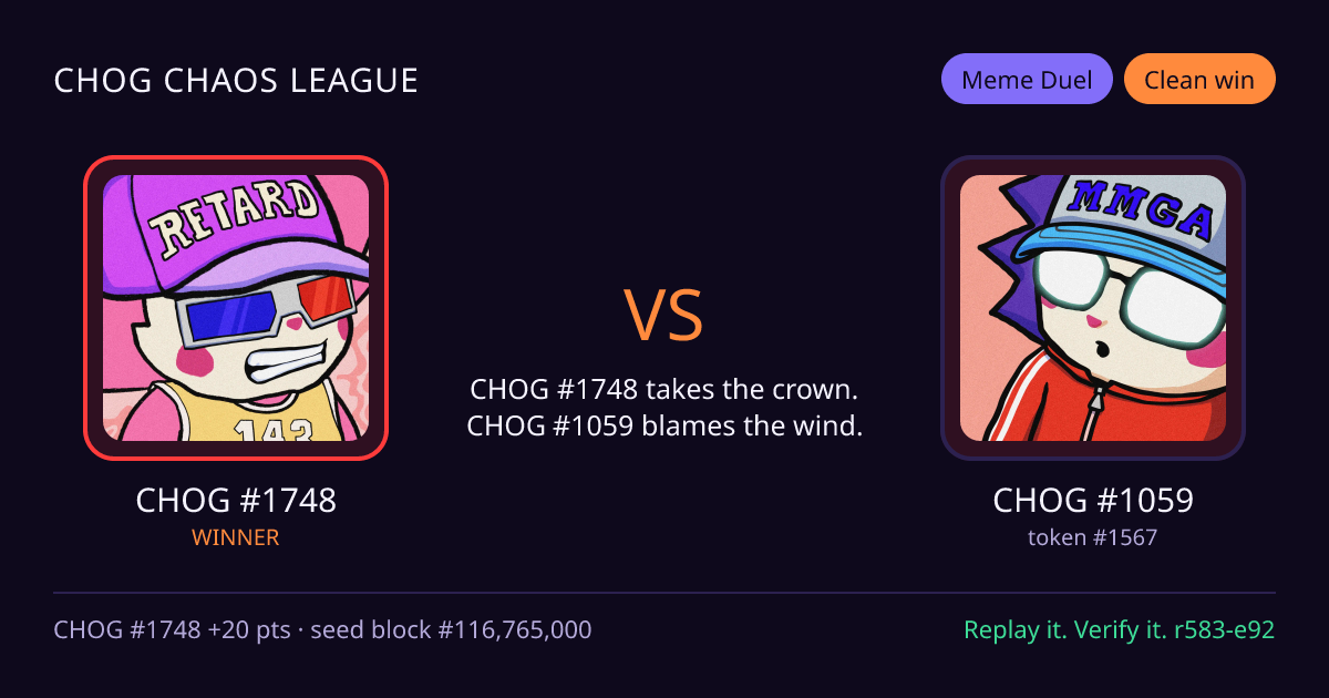 Highlight card: CHOG #1748 versus CHOG #1059