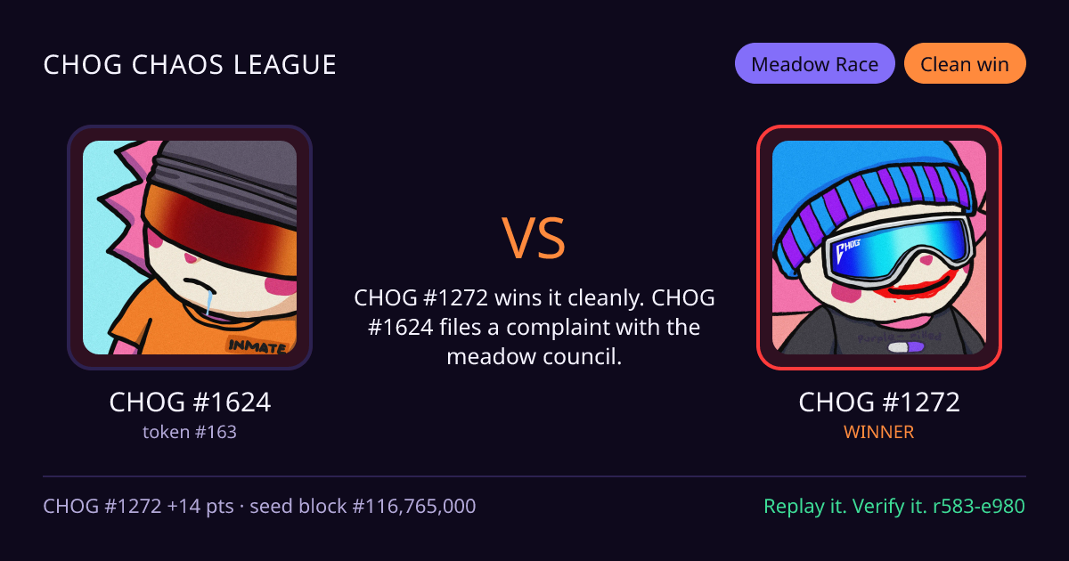 Highlight card: CHOG #1624 versus CHOG #1272