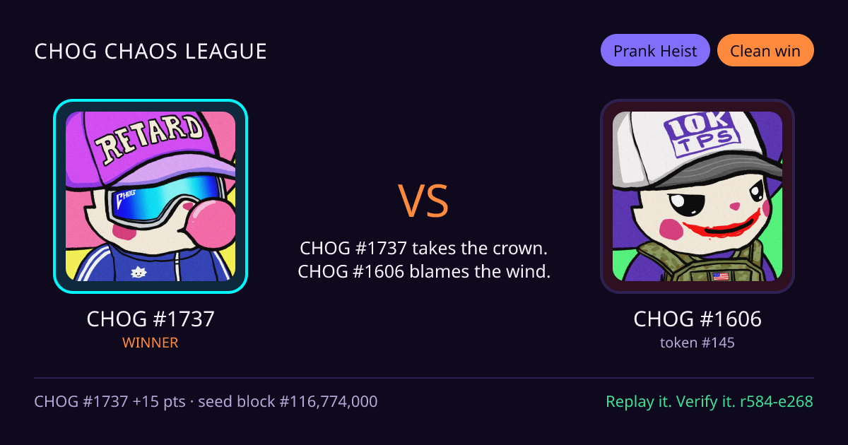 Highlight card: CHOG #1737 versus CHOG #1606