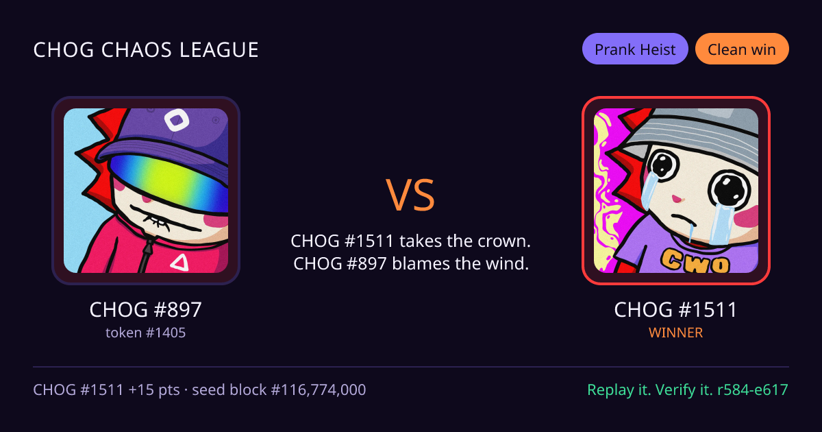 Highlight card: CHOG #897 versus CHOG #1511