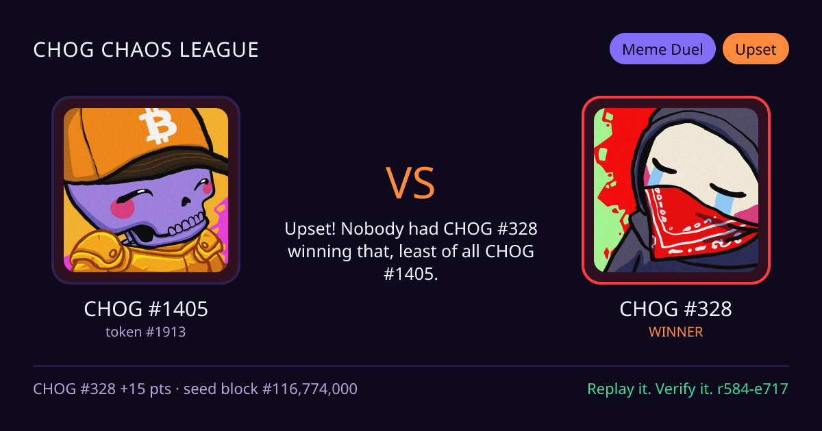 Highlight card: CHOG #1405 versus CHOG #328