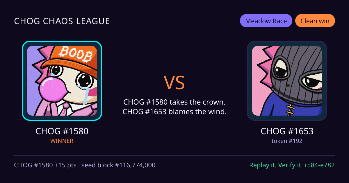 Highlight card: CHOG #1580 versus CHOG #1653