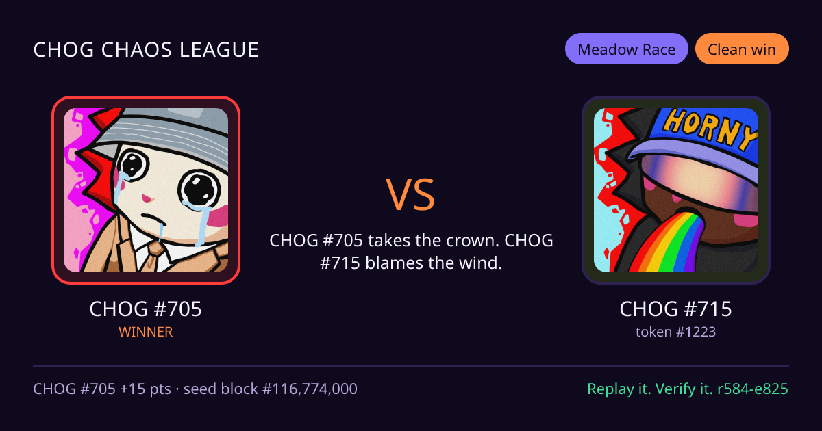 Highlight card: CHOG #705 versus CHOG #715