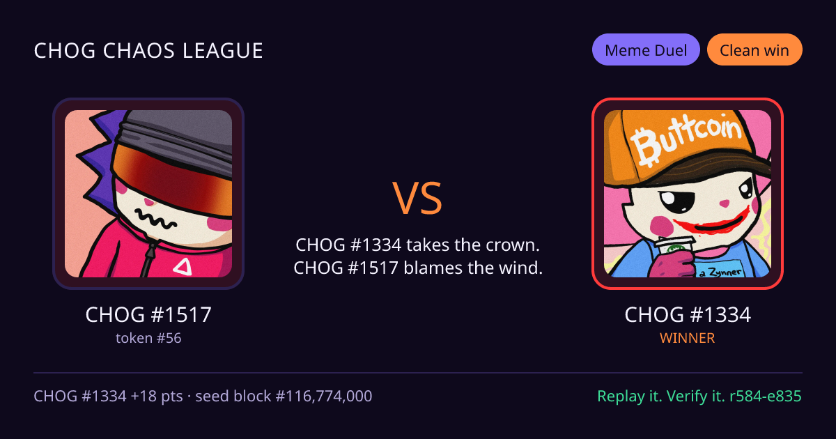 Highlight card: CHOG #1517 versus CHOG #1334